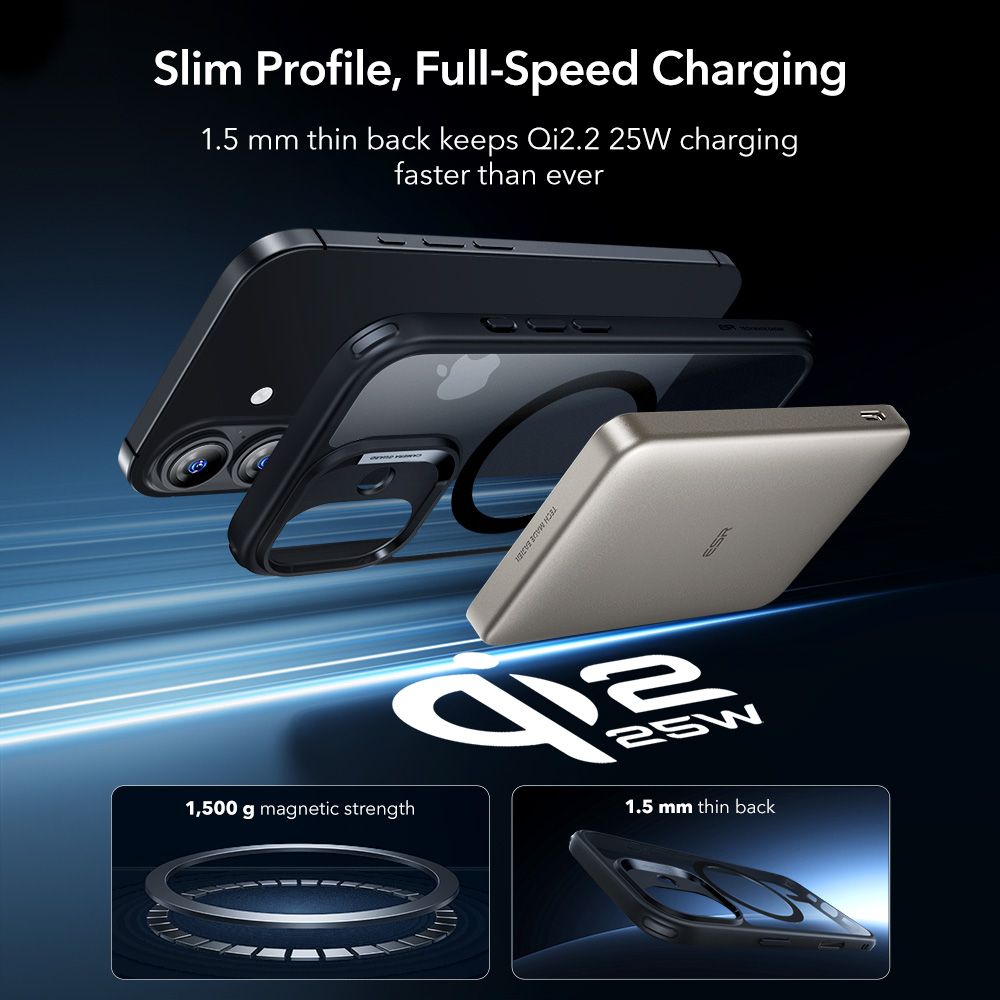 ESR Classic Hybrid MagSafe dėklas + stiklas iPhone 17 – skaidrus juodas -- iPhone 17
