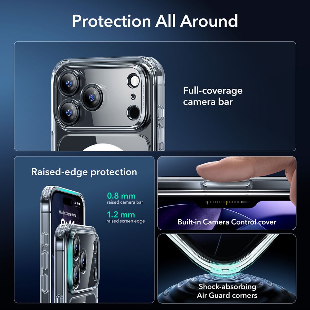 ESR Classic Hybrid MagSafe dėklas + stiklas iPhone 17 Pro Max -- Cell phone tempered glass