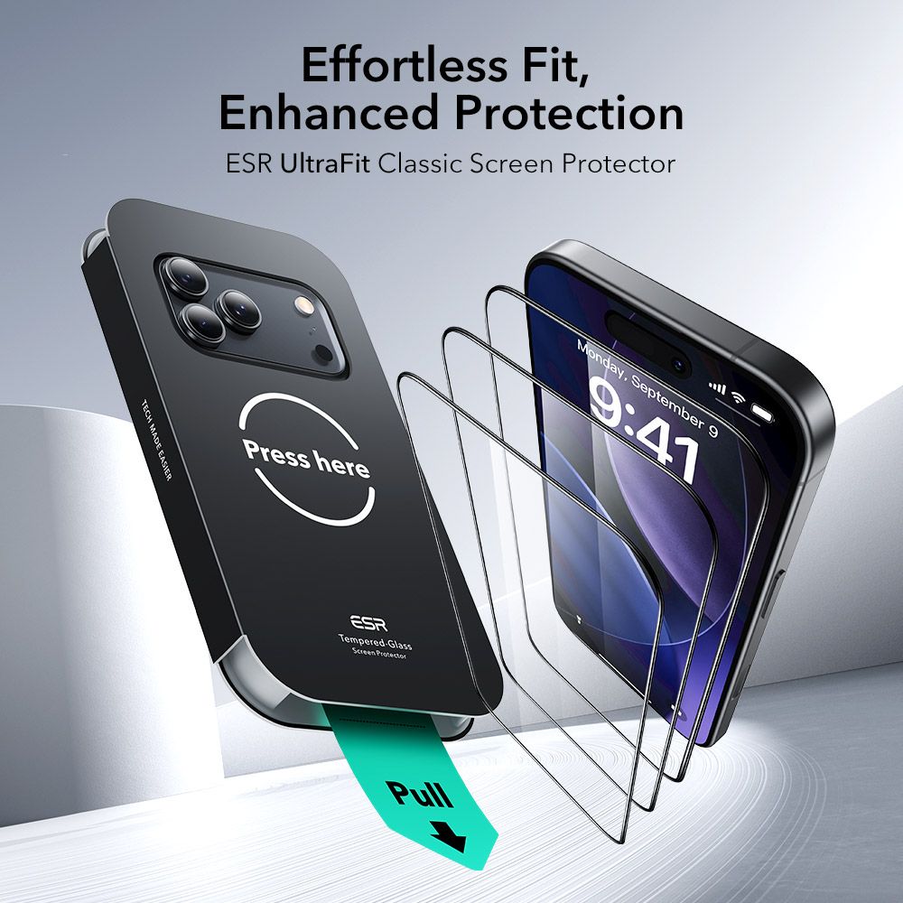 ESR UltraFit grūdintas stiklas iPhone 17 Pro – 2 vnt. -- iPhone 17 Pro