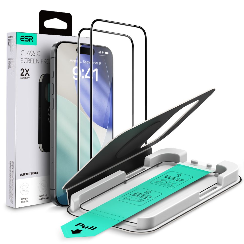ESR UltraFit stiklas iPhone 17 Pro Max (2 vnt.) – skaidrus -- iPhone 17 Pro Max
