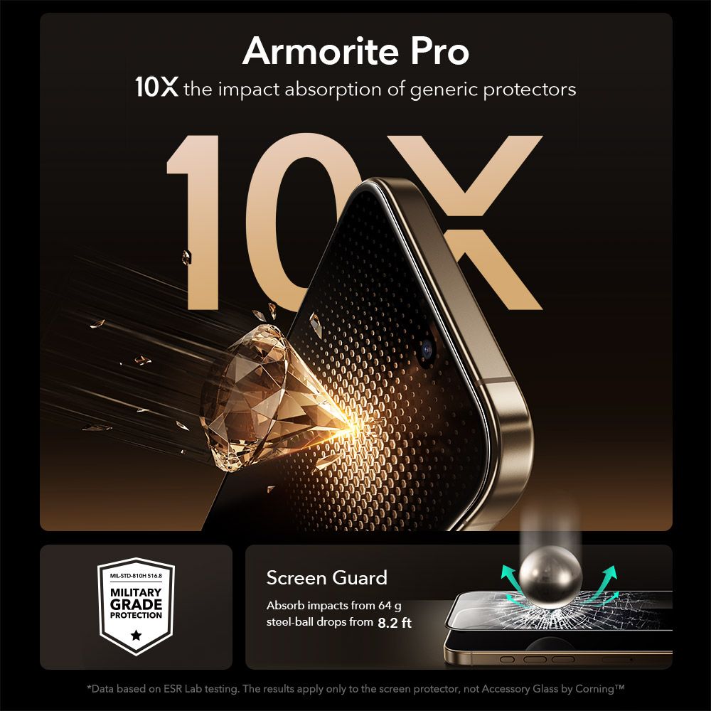 ESR UltraFit Armorite Pro grūdintas stiklas iPhone 17 Pro -- iPhone 17 Pro
