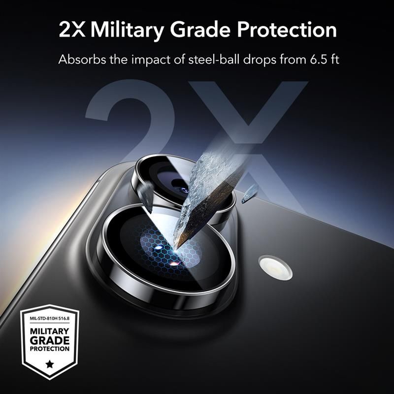 ESR Armorite kameros stiklas iPhone 16/17 – juodas -- iPhone 16 / iPhone 16 Plus / iPhone 17