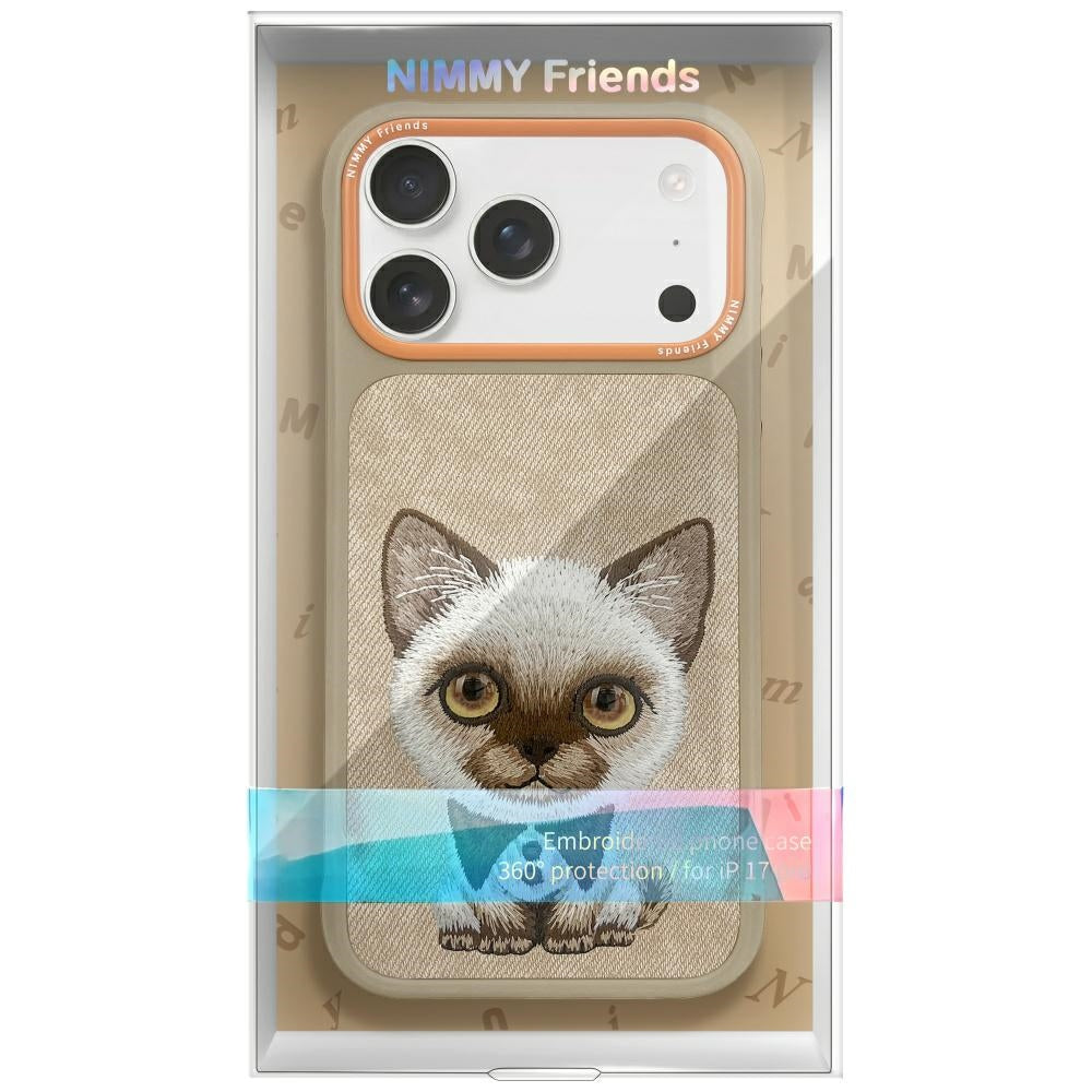 Nimmy Big Eyed Pet 2.0 Kačių dėklas, skirtas iPhone 17 Pro Max – smėlio spalvos