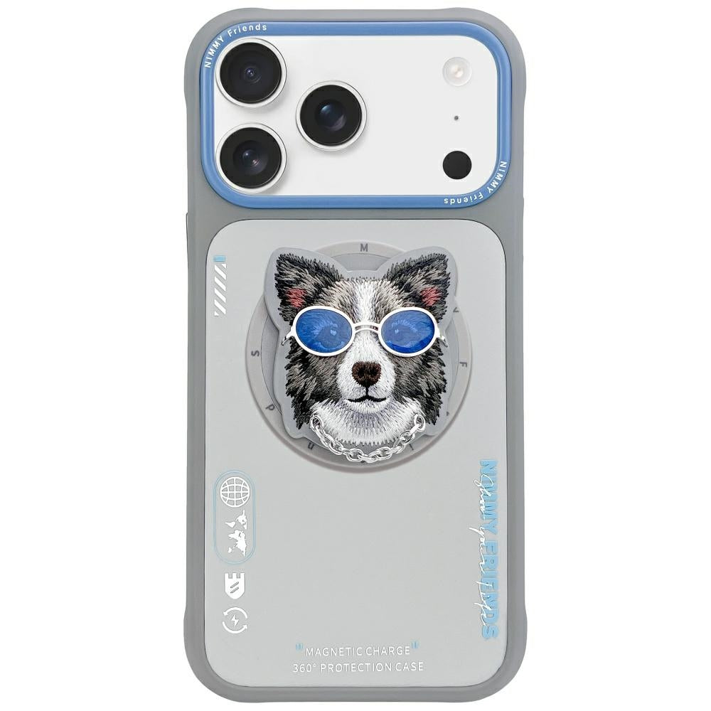 Nimmy Glasses Cool Dog MagSafe Dėklas, skirtas iPhone 17 Pro – pilkas