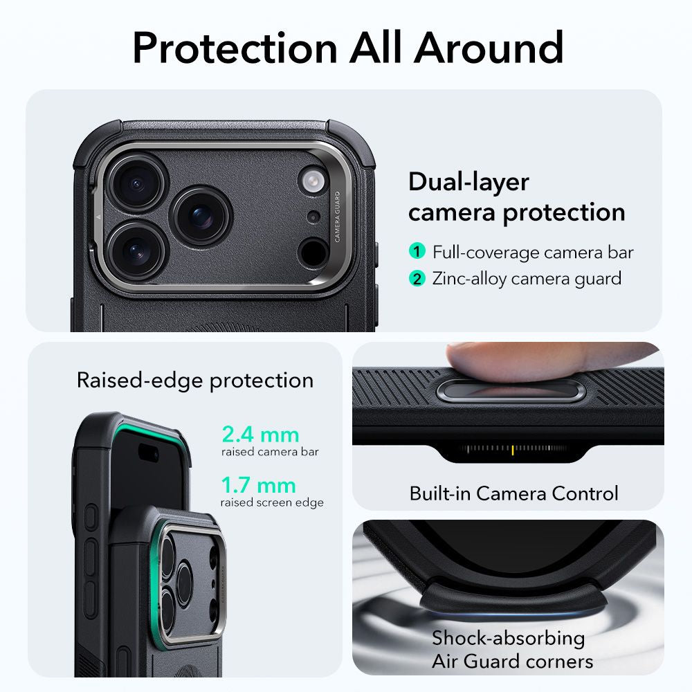 ESR Cyber ​​Kickstand MagSafe dėklas skirta iPhone 17 Pro - juodas -- iPhone 17 Pro