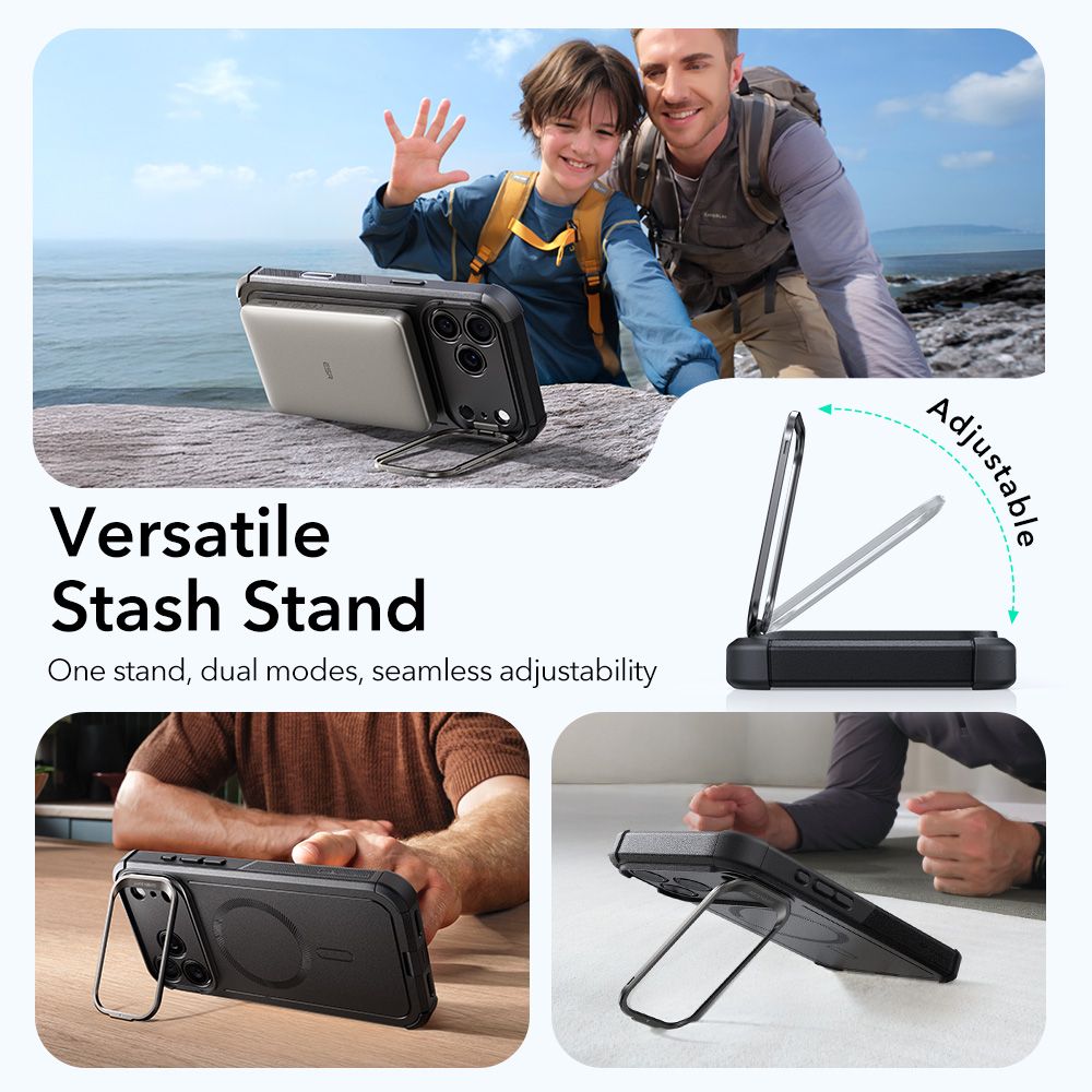 ESR Cyber ​​Kickstand MagSafe dėklas skirta iPhone 17 Pro - juodas -- iPhone 17 Pro
