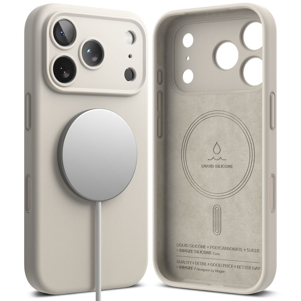 Ringke silikoninis MagSafe dėklas iPhone 17 Pro – smėlio -- iPhone 17 Pro