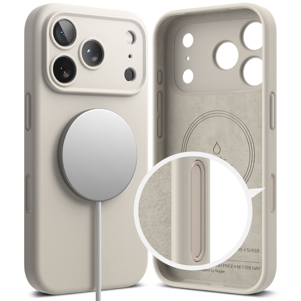 Ringke silikoninis MagSafe dėklas iPhone 17 Pro – smėlio -- iPhone 17 Pro
