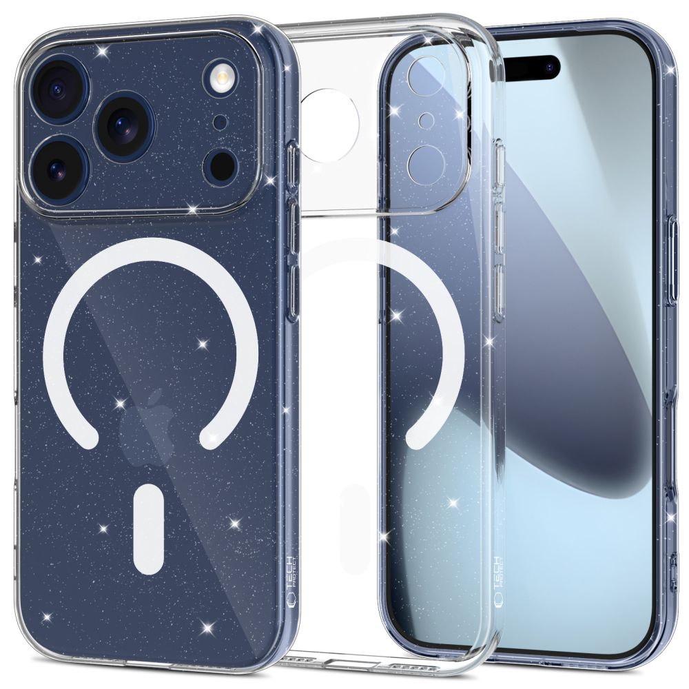 Tech-Protect MagSafe dėklas iPhone 17 Pro – skaidrus, blizgus -- iPhone 17 Pro