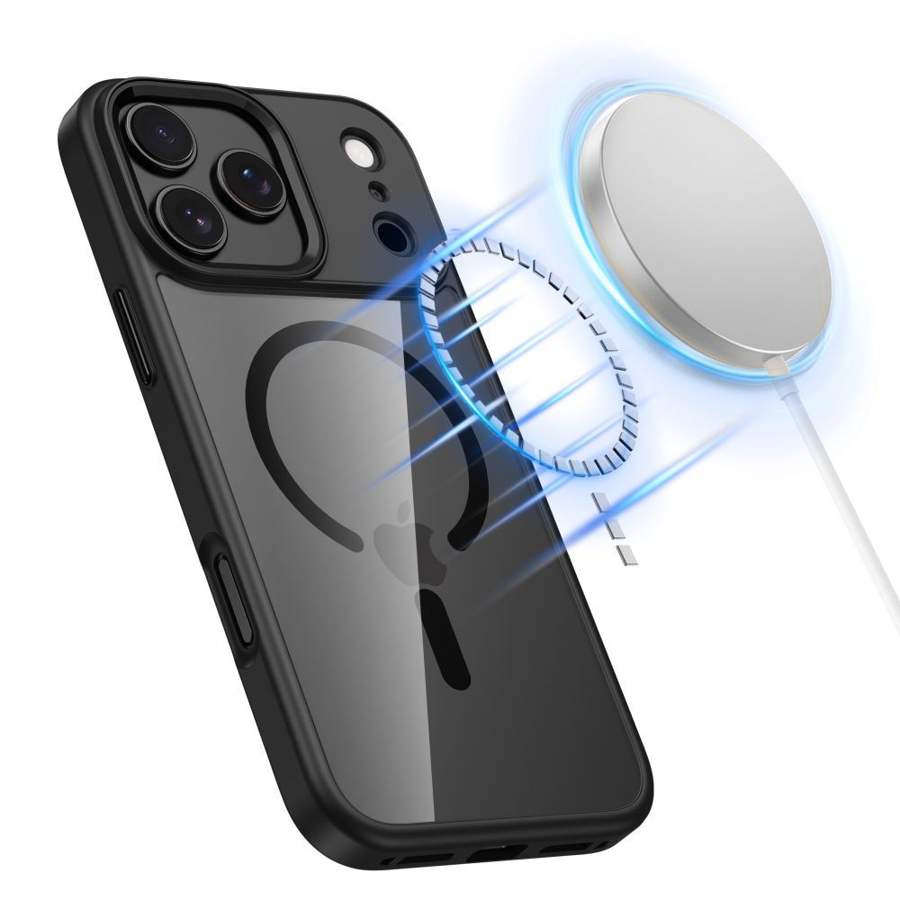 Tech-Protect MagMat MagSafe dėklas iPhone 17 Pro – skaidrus juodas -- iPhone 17 Pro