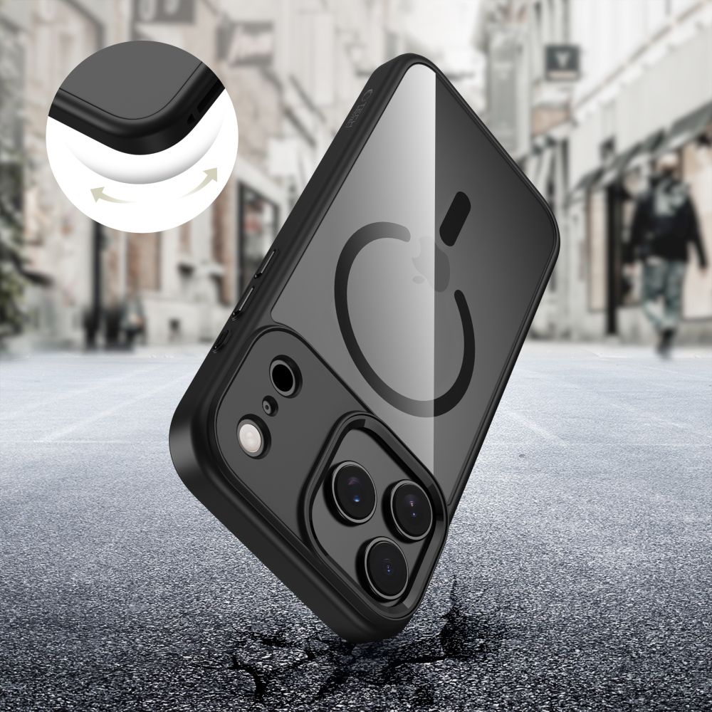 Tech-Protect MagMat MagSafe dėklas iPhone 17 Pro – skaidrus juodas -- iPhone 17 Pro