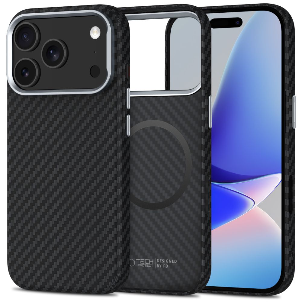 Tech-Protect Ion Carbon MagSafe dėklas iPhone 17 Pro Max – pilkas/juodas -- iPhone 17 Pro Max