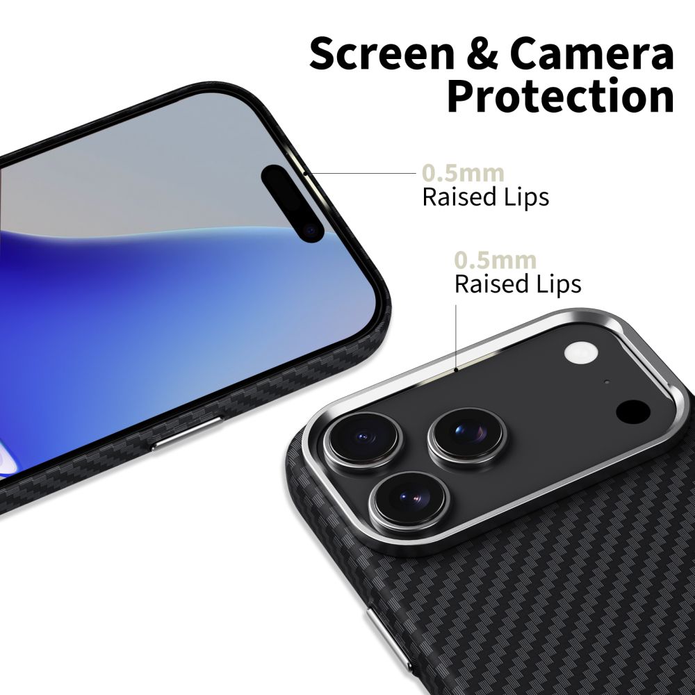 Tech-Protect Ion Carbon MagSafe dėklas iPhone 17 Pro Max – pilkas/juodas -- iPhone 17 Pro Max