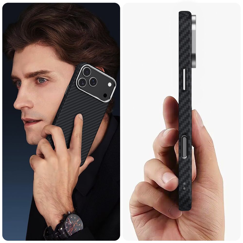 Tech-Protect Ion Carbon MagSafe dėklas iPhone 17 Pro Max – pilkas/juodas -- iPhone 17 Pro Max