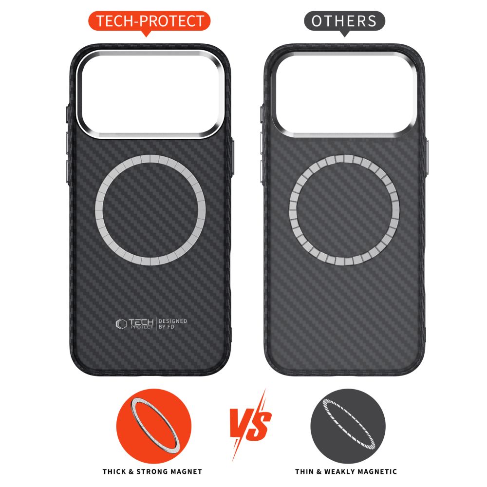 Tech-Protect Ion Carbon MagSafe dėklas iPhone 17 Pro Max – pilkas/juodas -- iPhone 17 Pro Max