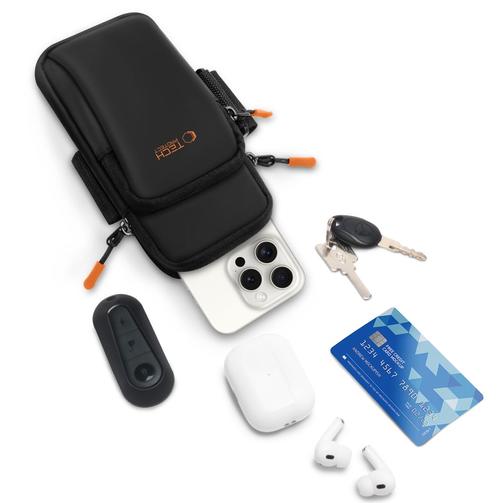 Tech-Protect M7 universalus sportinis rankogalis - juodas ir oranžinis -- Cell phone cases and covers