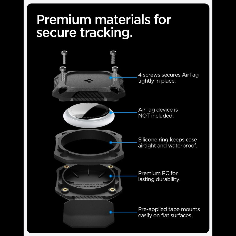 Spigen Tough Armor dėklas AirTag – juodas -- Apple AirTag