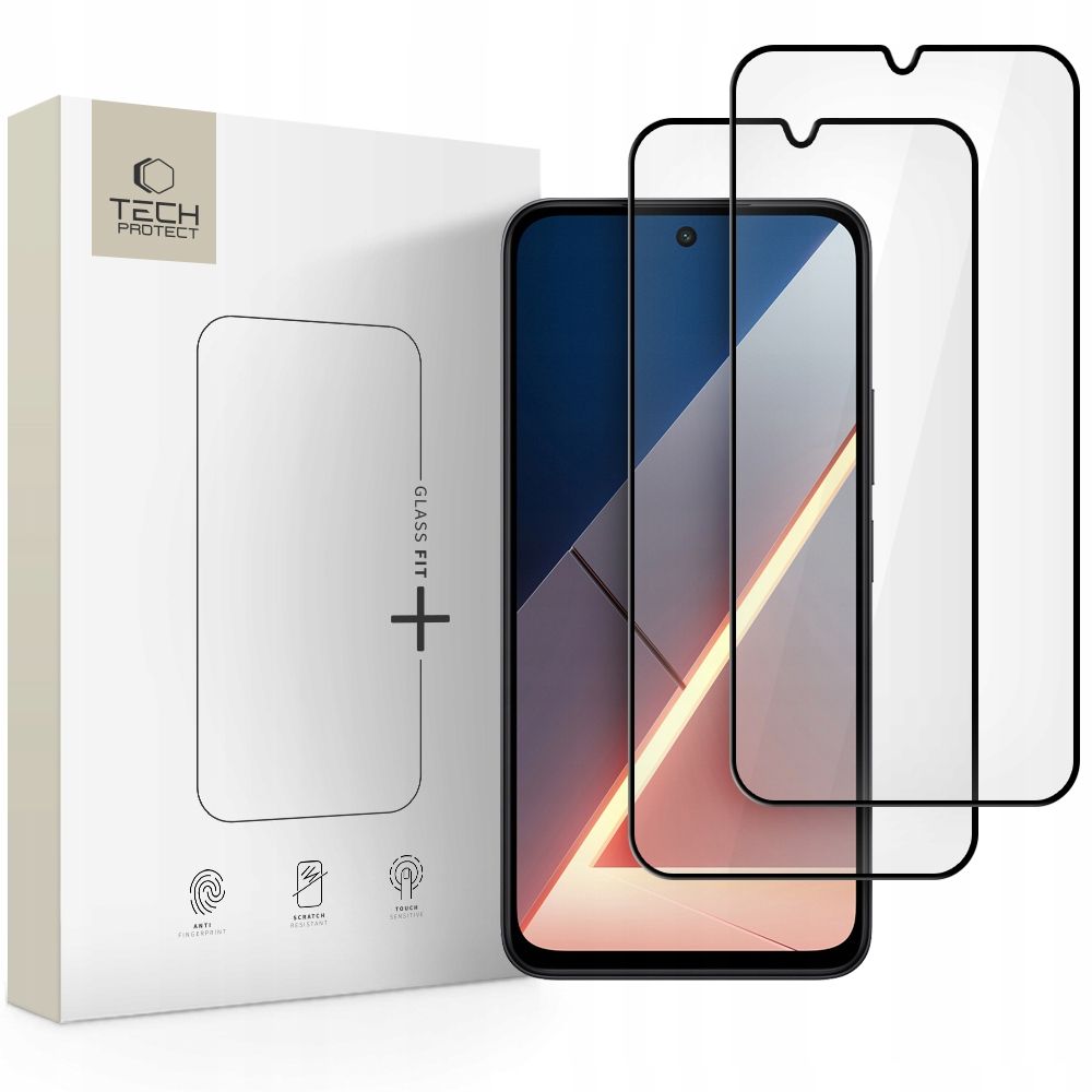 Tech-Protect Glass Fit+ stiklas Poco M7 – juodas (2 vnt.) -- Xiaomi Poco M7