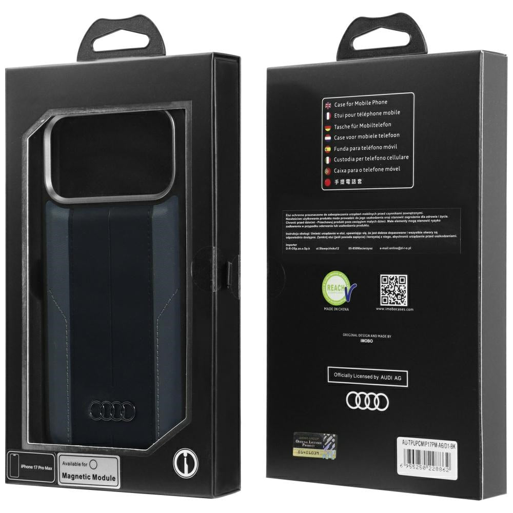Audi A6 dirbtinės odos MagSafe dėklas iPhone 17 Pro Max – juodas -- iPhone 17 Pro Max