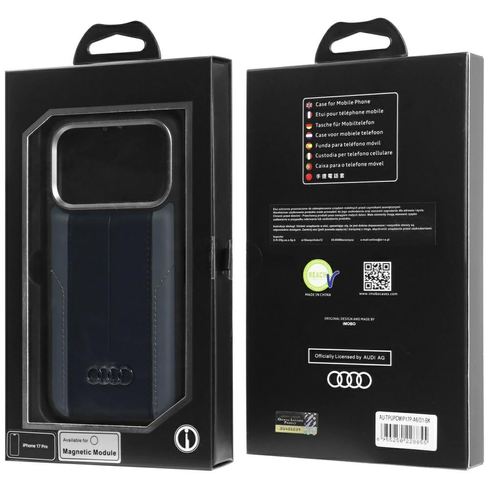 Audi A6 Sintetinė oda MagSafe Dėklas iPhone 17 Pro - juodas
