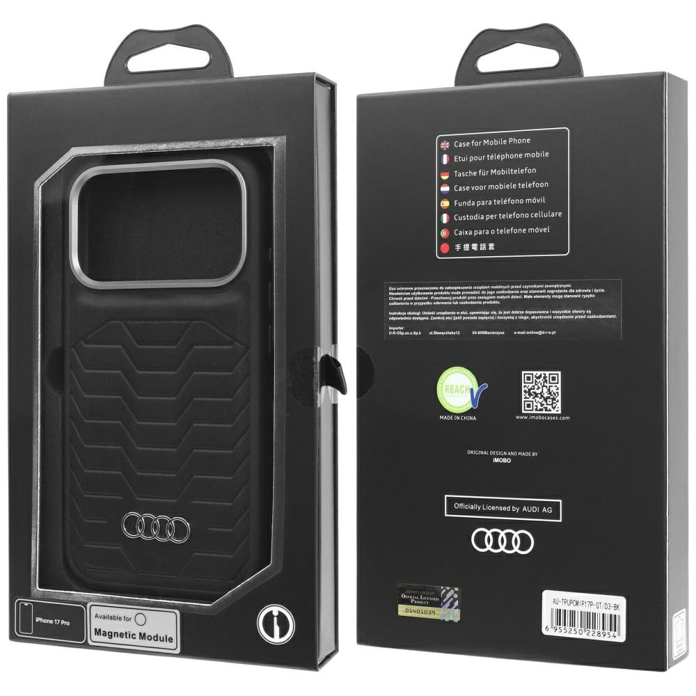 Audi GT Sintetinė oda MagSafe dėklas iPhone 17 Pro - juodas