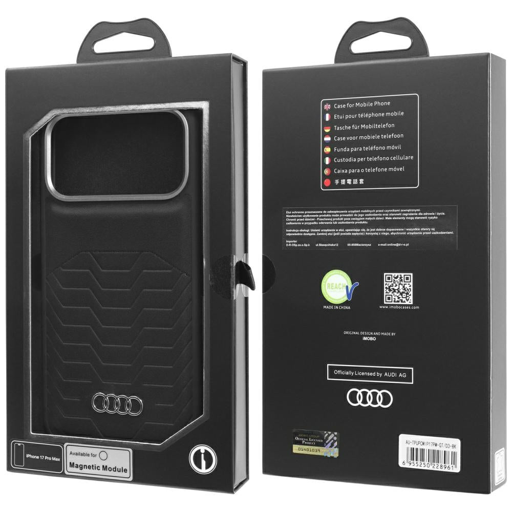 Audi GT Sintetinė oda MagSafe Dėklas iPhone 17 Pro Max - juodas