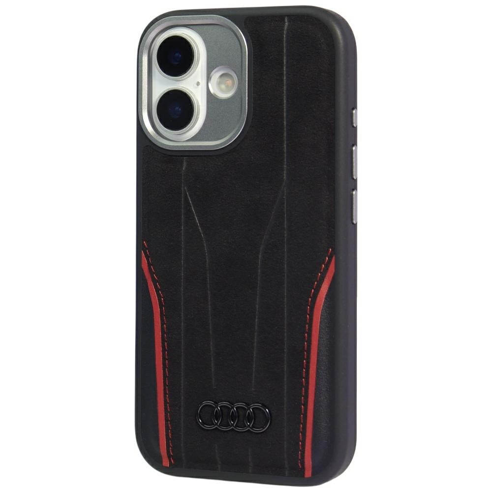 Audi R8 tikros odos MagSafe dėklas iPhone 17 – juodas ir raudonas -- iPhone 17