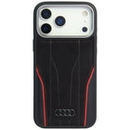 Audi R8 tikros odos MagSafe dėklas iPhone 17 Pro – juodas ir raudonas -- iPhone 17 Pro