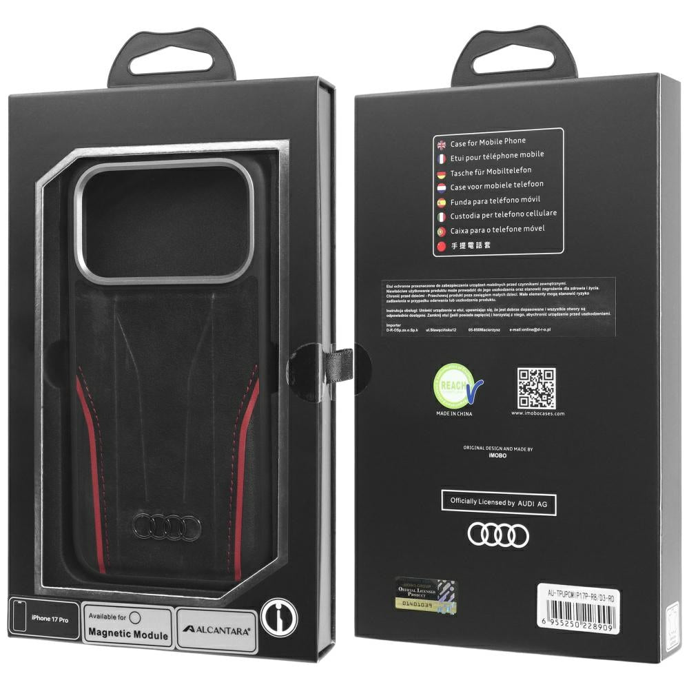 Audi R8 tikros odos MagSafe dėklas iPhone 17 Pro – juodas ir raudonas -- iPhone 17 Pro