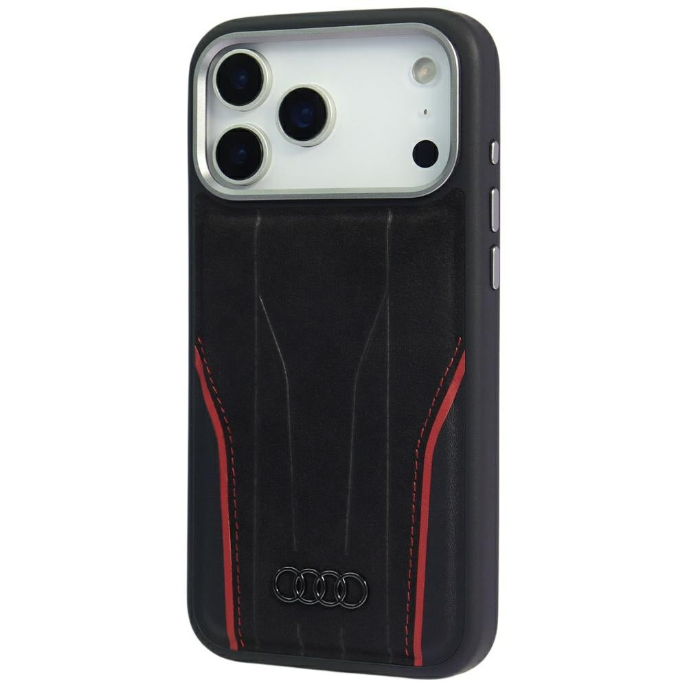 Audi R8 tikros odos MagSafe dėklas iPhone 17 Pro – juodas ir raudonas -- iPhone 17 Pro