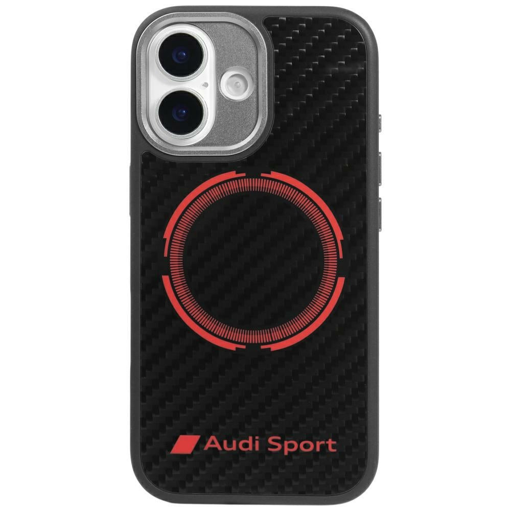 Audi RSQ Carbon Fiber Sport Red Circle MagSafe dėžutė iPhone 17 - juoda -- iPhone 17