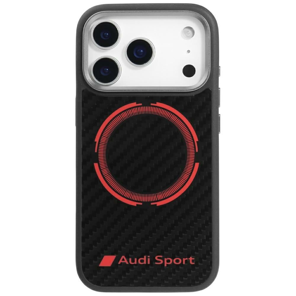 Audi RSQ Carbon Fiber Sport Red Circle MagSafe Dėklas, skirtas iPhone 17 Pro – juodas