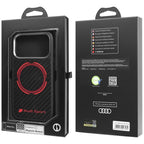 Audi RSQ Carbon Fiber Sport Red Circle MagSafe Dėklas, skirtas iPhone 17 Pro – juodas