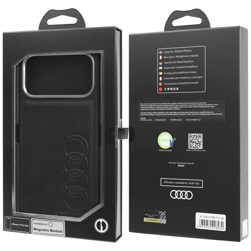 Audi TT dirbtinės odos MagSafe dėklas iPhone 17 Pro Max – juodas -- iPhone 17 Pro Max