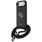 Guess 4G dėklas iPhone 17 Air su virvute – juodas