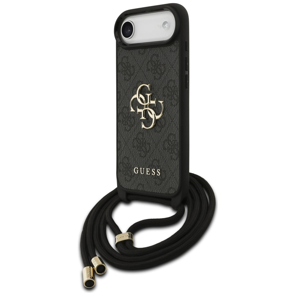Guess 4G dėklas iPhone 17 Air su virvute – juodas