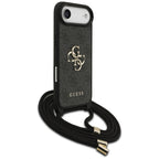 Guess 4G dėklas iPhone 17 Air su virvute – juodas