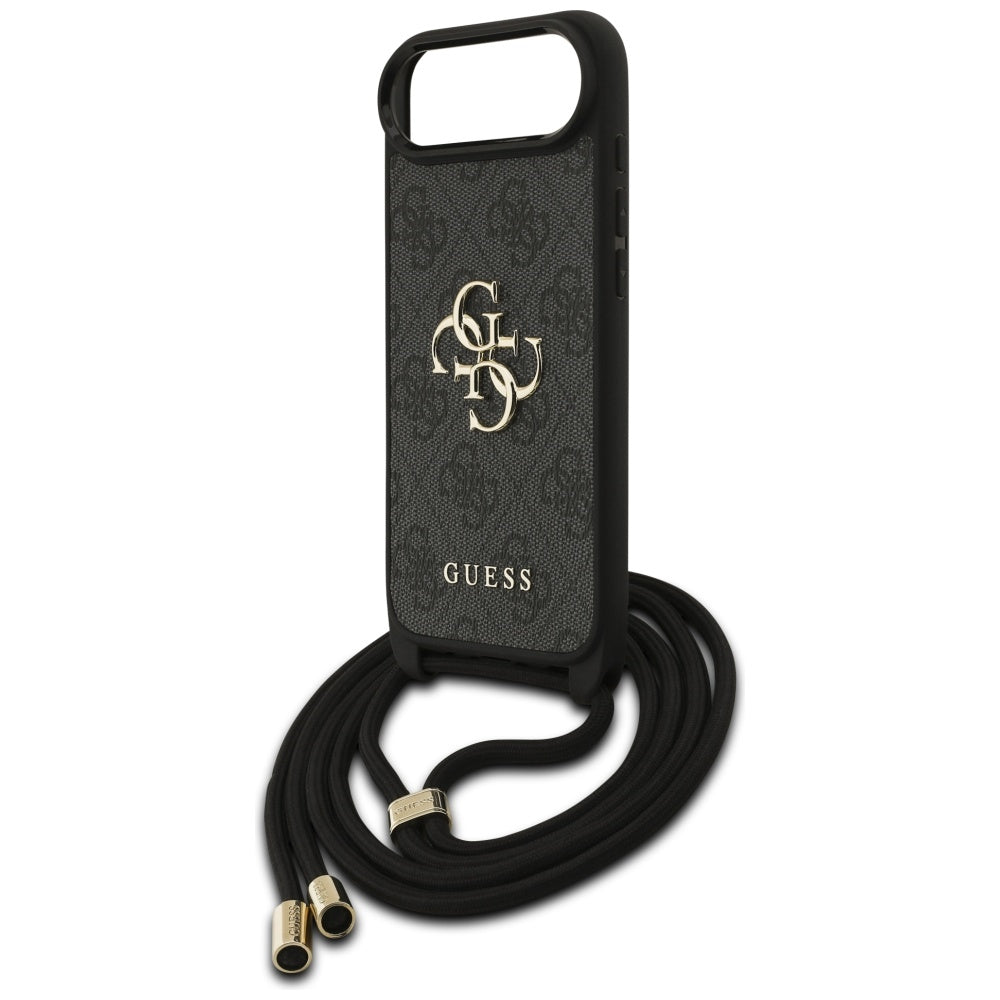 Guess 4G dėklas iPhone 17 Air su virvute – juodas