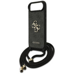 Guess 4G dėklas iPhone 17 Air su virvute – juodas