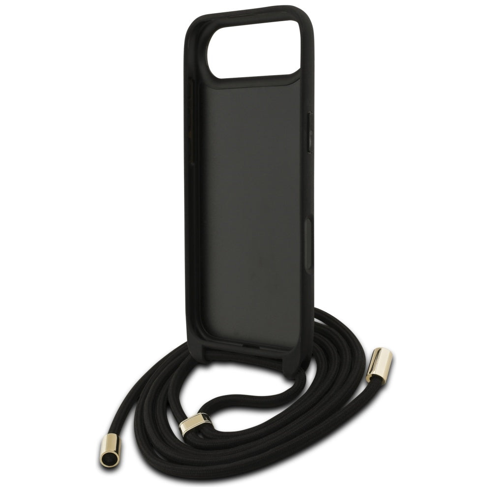 Guess 4G dėklas iPhone 17 Air su virvute – juodas