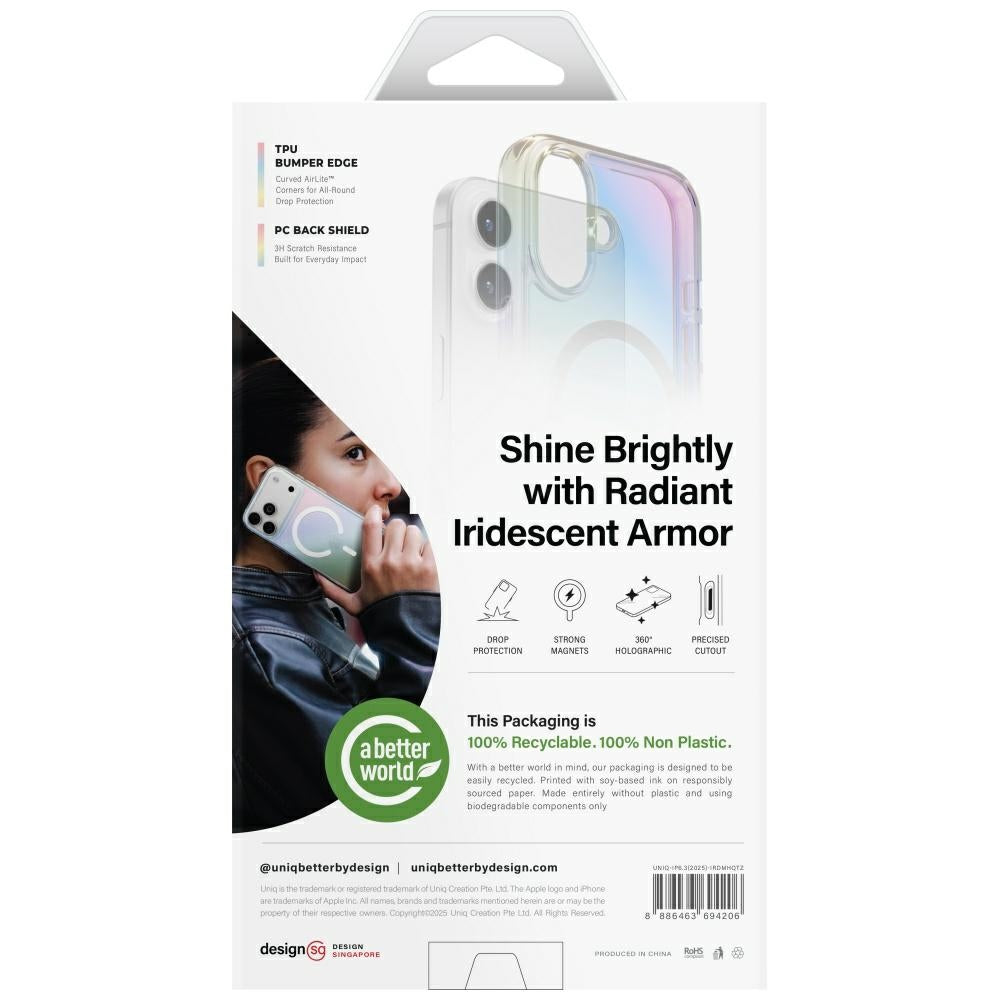 Uniq Iridescia Magclick įkrovimo dėklas, skirtas iPhone 17 - Multicolor