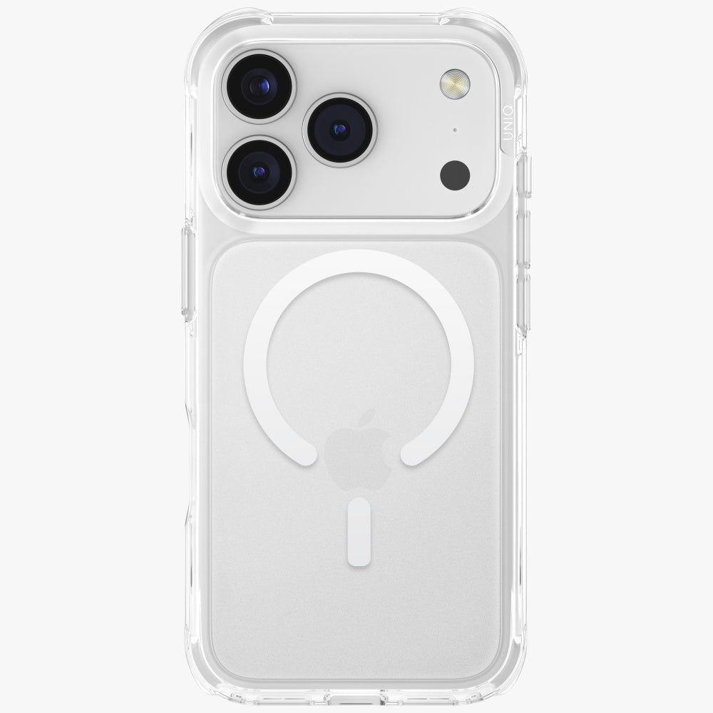 Uniq MagClick dėklas iPhone 17 Pro – skaidrus, blizgus