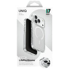 Uniq MagClick dėklas iPhone 17 Pro – skaidrus, blizgus