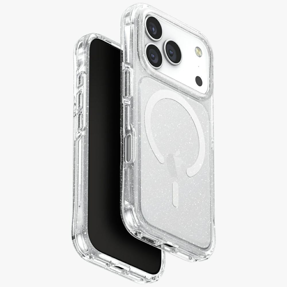 Uniq MagClick dėklas iPhone 17 Pro – skaidrus, blizgus