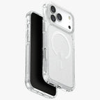 Uniq MagClick dėklas iPhone 17 Pro Max – skaidrus, su blizgučiais