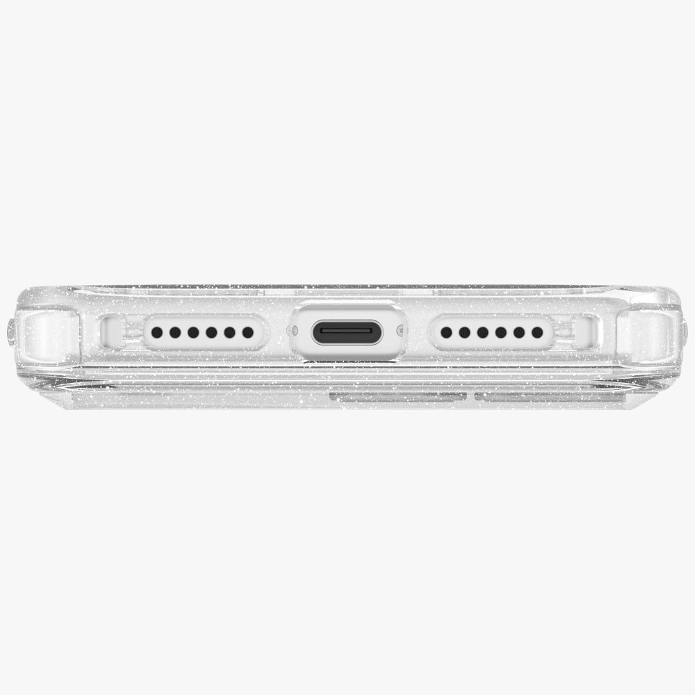 Uniq MagClick dėklas iPhone 17 Pro Max – skaidrus, su blizgučiais