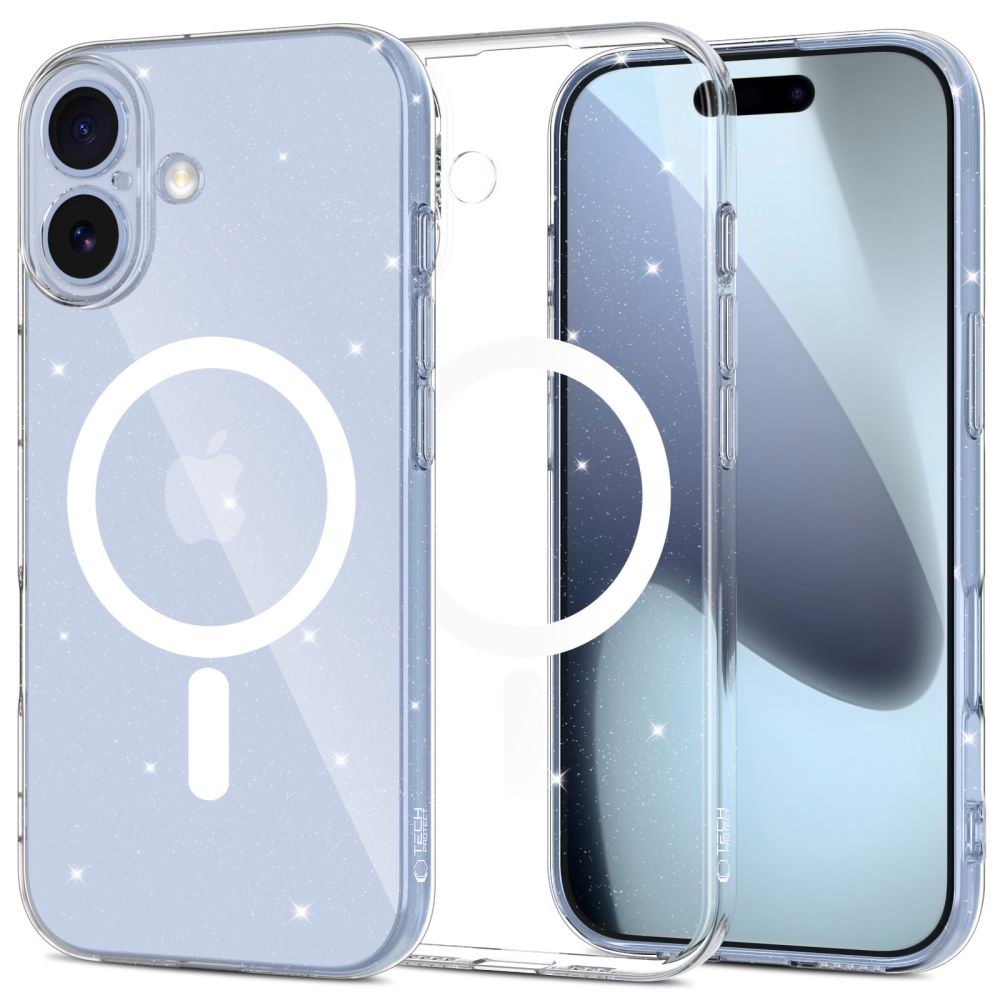 Tech-Protect FlexAir MagSafe dėklas iPhone 17 – skaidrus su blizgučiais -- iPhone 17