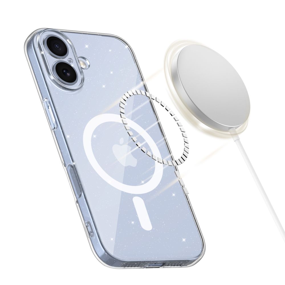 Tech-Protect FlexAir MagSafe dėklas iPhone 17 – skaidrus su blizgučiais -- iPhone 17