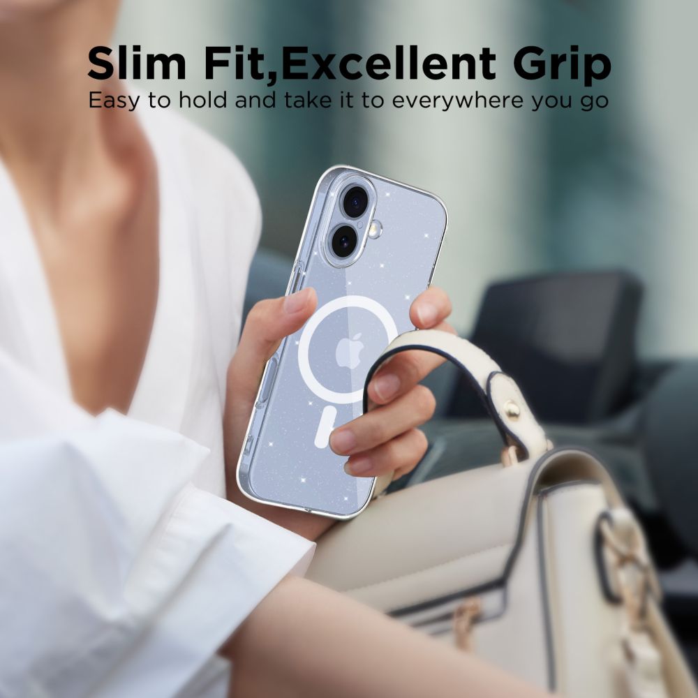 Tech-Protect FlexAir MagSafe dėklas iPhone 17 – skaidrus su blizgučiais -- iPhone 17