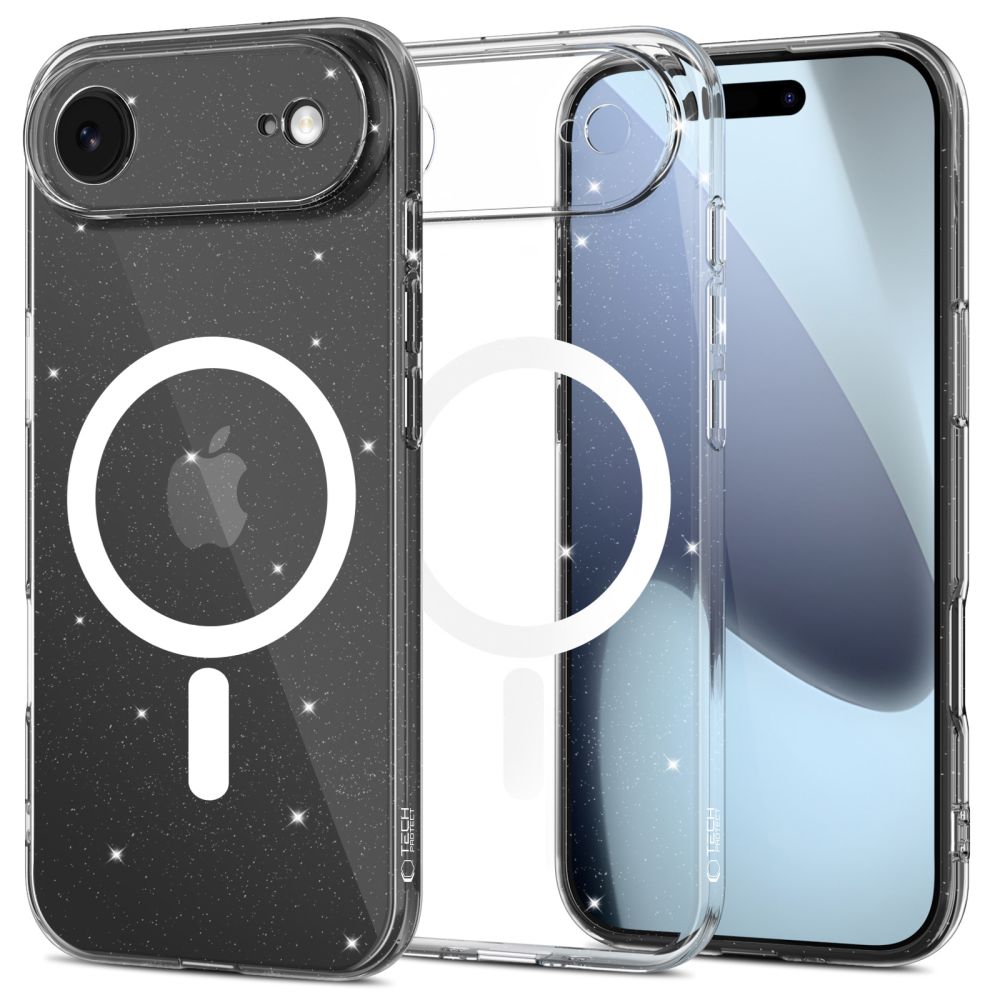Tech-Protect FlexAir MagSafe dėklas iPhone 17 Air – skaidrus su blizgučiais -- iPhone 17 Air